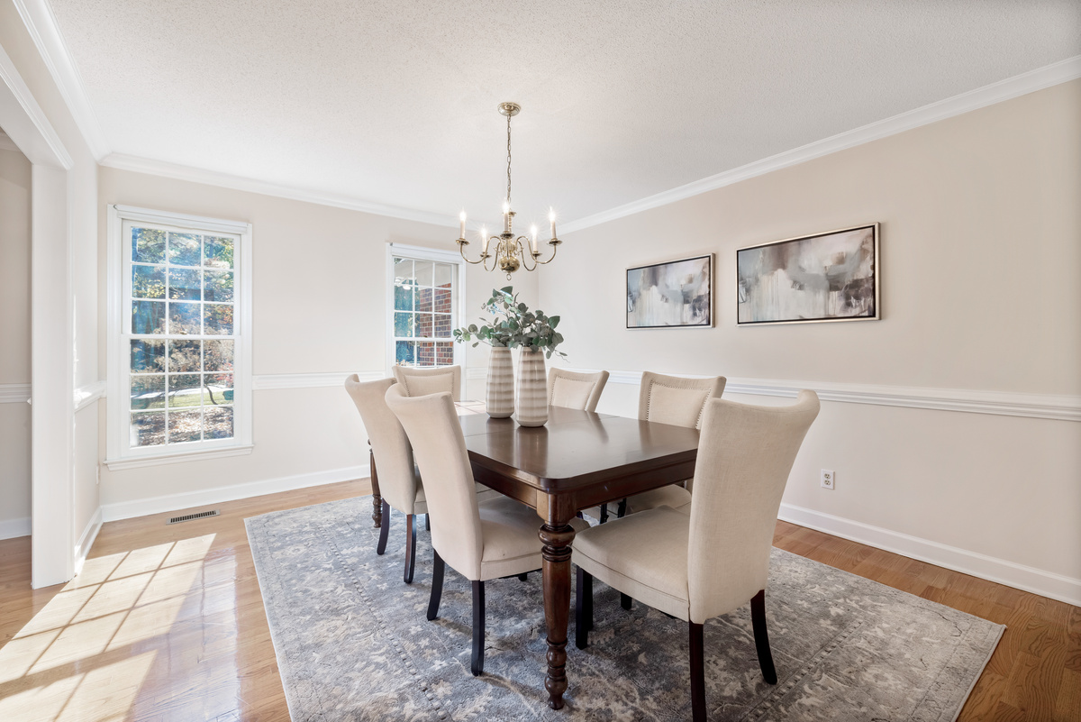 Brown Wooden Dining Table With Chairs